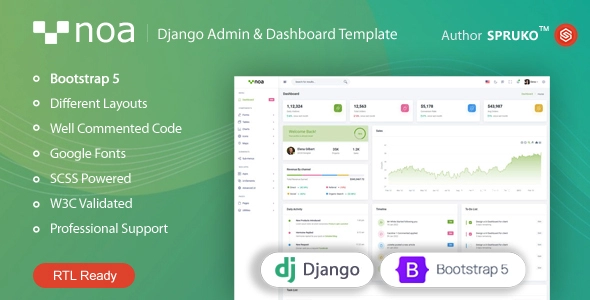 NOA - قالب Django Admin & Dashboard