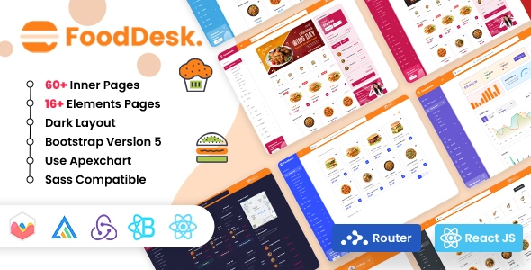 FoodDesk - قالب لوحة تحكم مسؤول توصيل الطعام