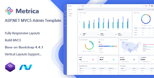 Metrica - قالب إدارة ASP.NET MVC5 ولوحة المعلومات