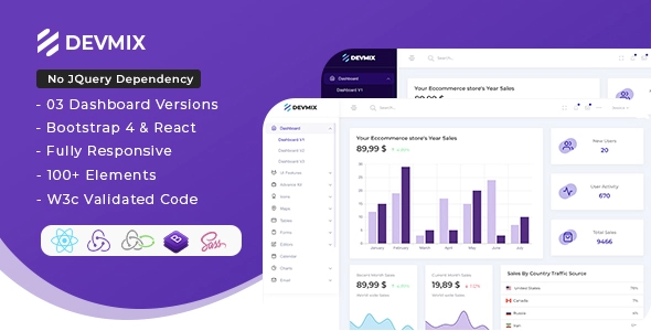 Devmix - React Admin & Dashboard-Vorlage