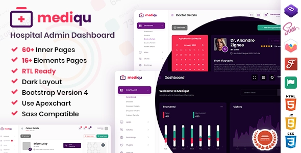 Mediqu - Krankenhaus-Angular-Admin-Dashboard-Vorlage