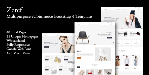 Zeref - قالب Bootstrap4 للتجارة الإلكترونية متعدد الأغراض