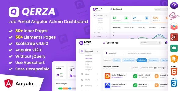 Qerza - قالب Job Portal Admin Dashboard Angular 12