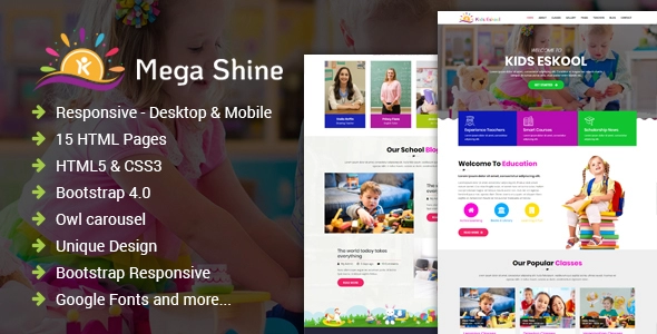 MegaShine- Modello HTML per la scuola elementare